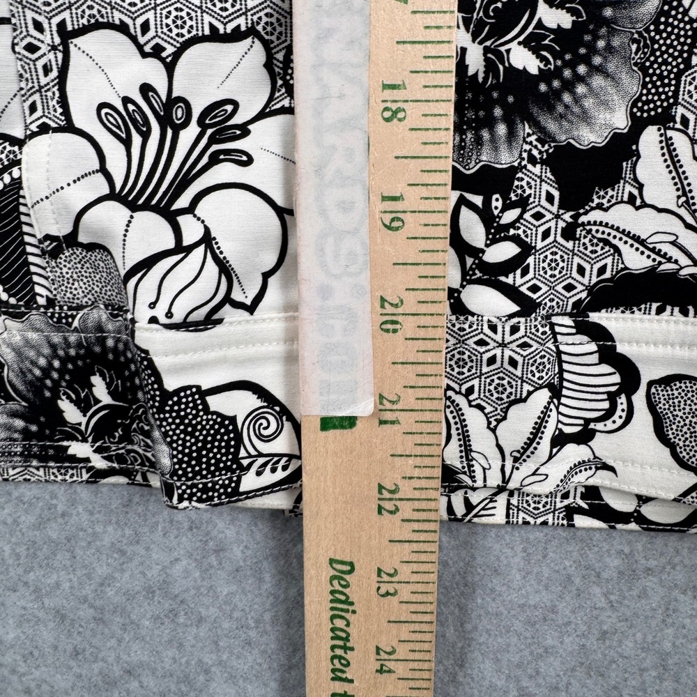 St John Sport Jacket Womens Medium Black White Floral Button Up Cotton Stretch - Picture 10 of 13